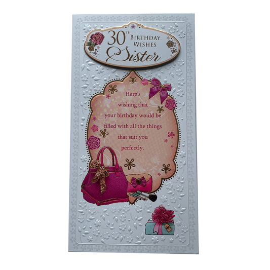 30th Sister Birthday Soft Whispers Card