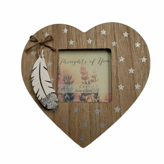 Thoughts of You Feather Hanging Heart Frame