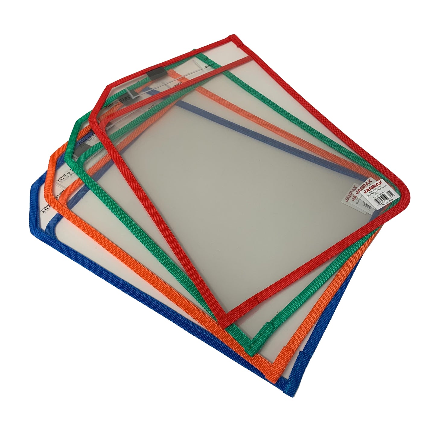 Red Edge Clear Dry Erase Write and Wipe Reusable Sleeve Pocket