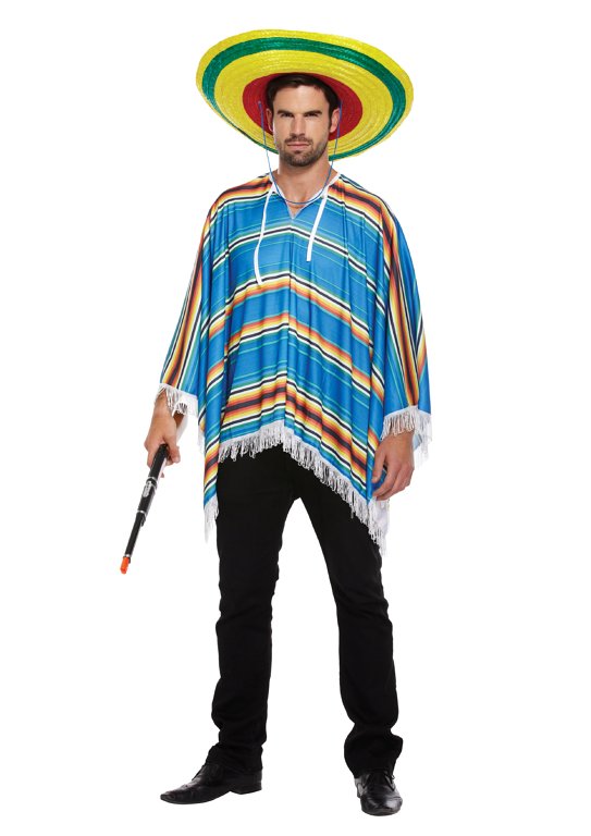 Blue Poncho Adult Fancy Dress Costume