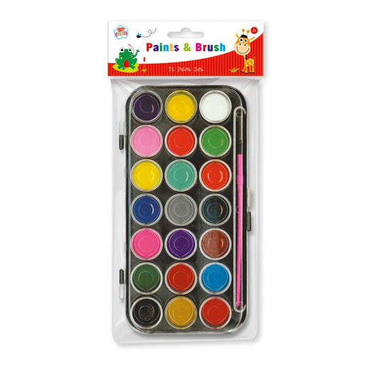 Pack of 21 Paints & Brush Set