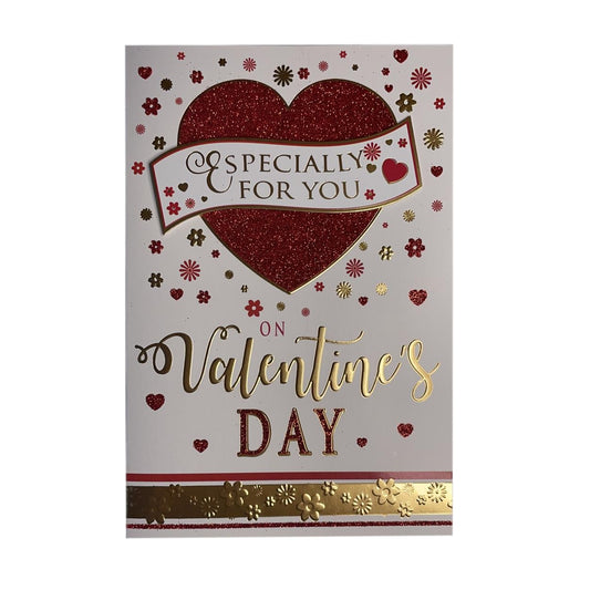 Especially For You Glitter Heart Design Open Valentine's Day Card