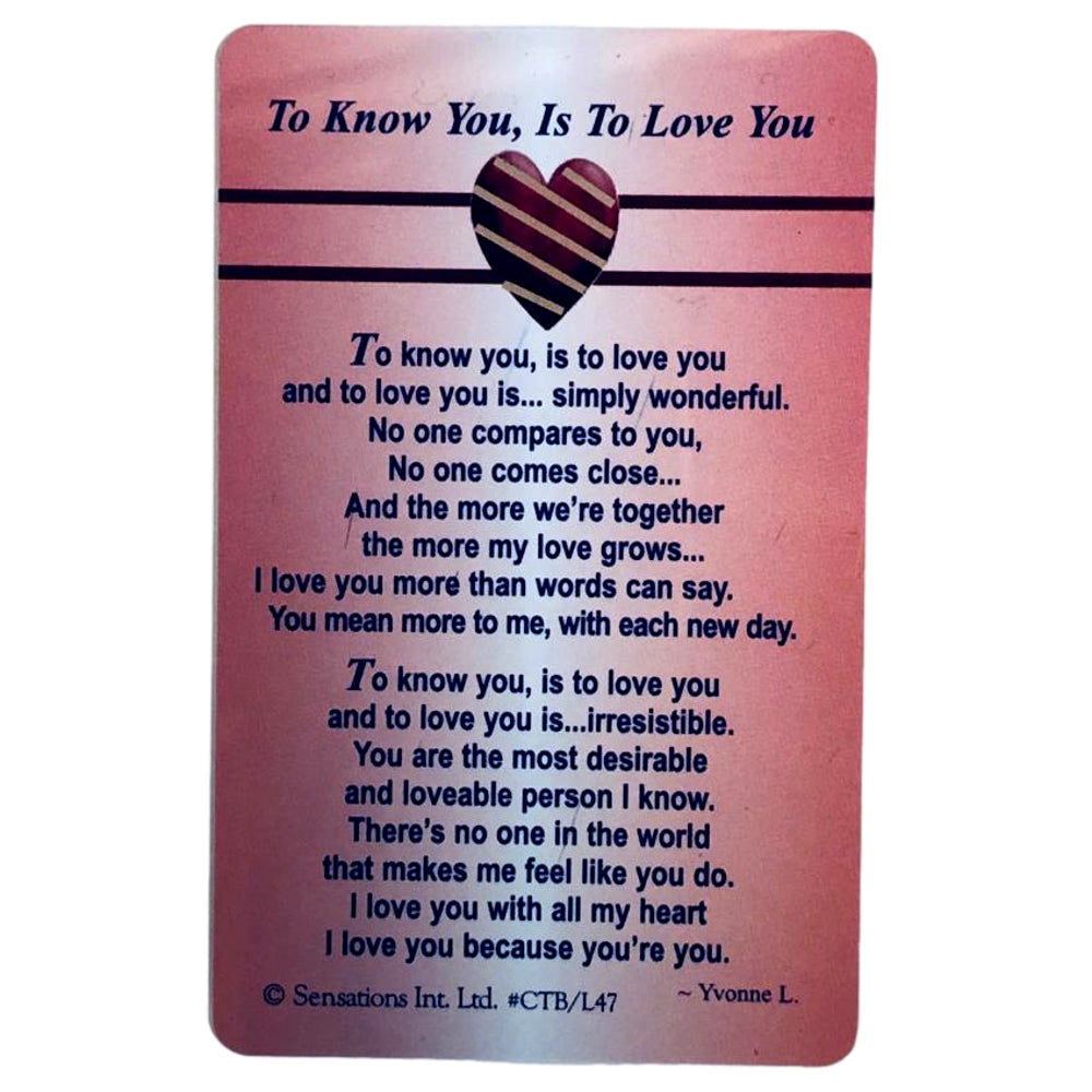 Is To Love You Sentimental Keepsake Wallet / Purse Greeting Card, GIF