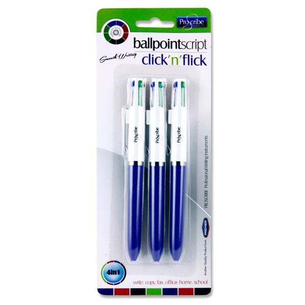 Pack of 3 4-in1 Ballpoint Pens by Pro:scribe