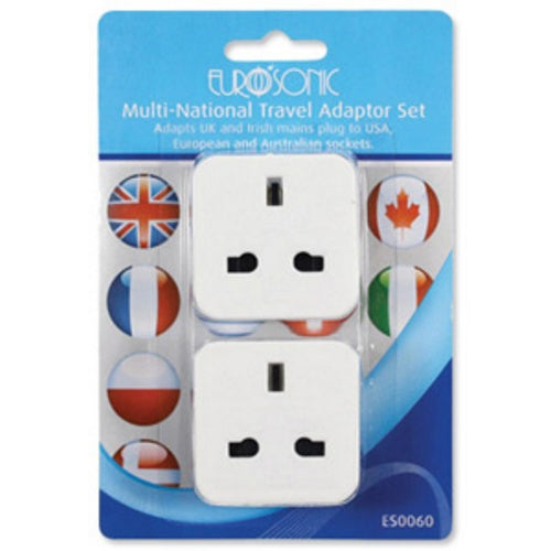 Eurosonic Travel Adaptor Set Multinational UK USA Europe Australia