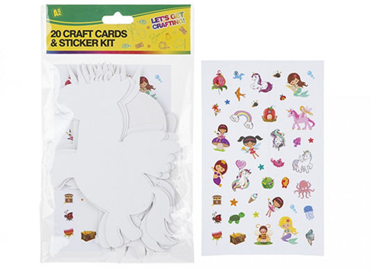 Pack of 20 Card Craft Cutouts With Stickers