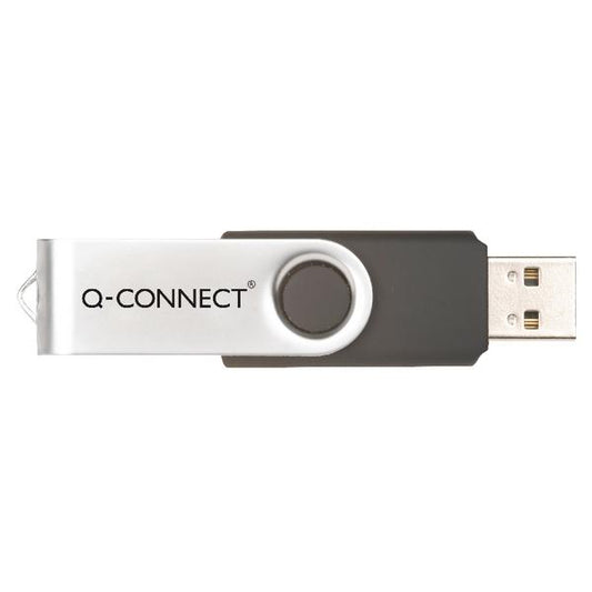 Q-Connect Silver/Black USB 2.0 Swivel 32Gb Flash Drive KF76970