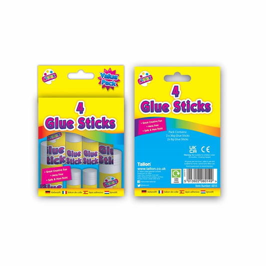 Pack of 4 Assorted Glue Sticks