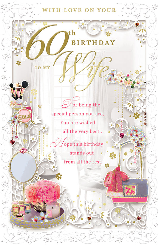 60th Birthday to My Wife Opacity Card