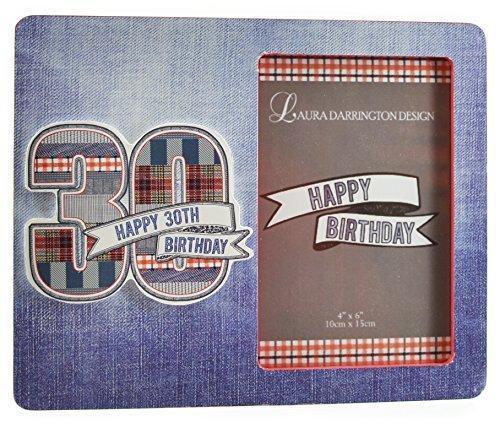 Laura Darrington Denim Collection Wooden Picture Frame, 30th Birthday - 4" x 6" Photo