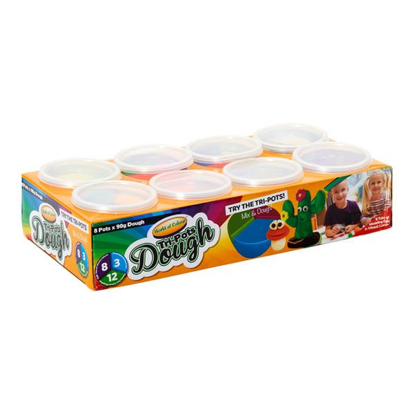 Set of 8 90g Tri-pots Modelling Clay Dough