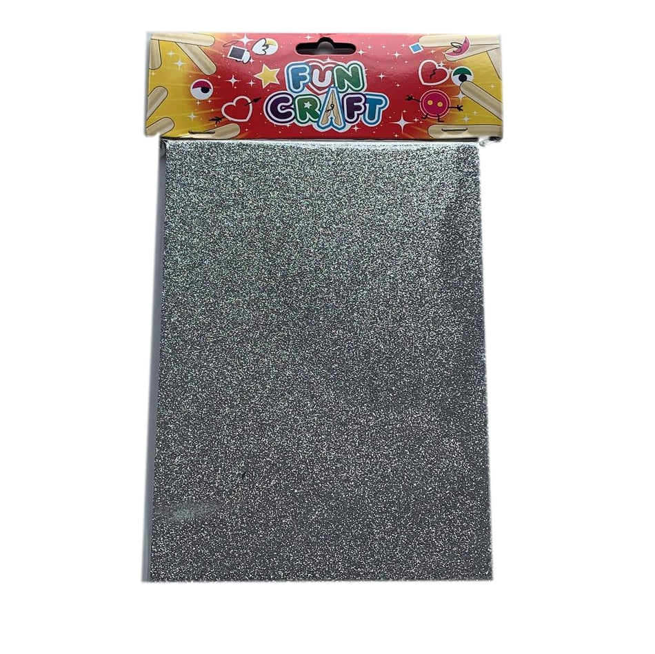 Pack of 4 Silver Glitter A5 Foam Sheets