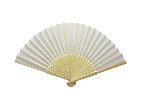 White Fabric Hand Held Bamboo and Wooden Fan – Choice Wholesale