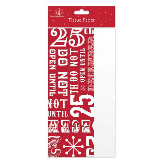 Pack of 8 Christmas Tissue Paper - "Do not Open Until 25th"