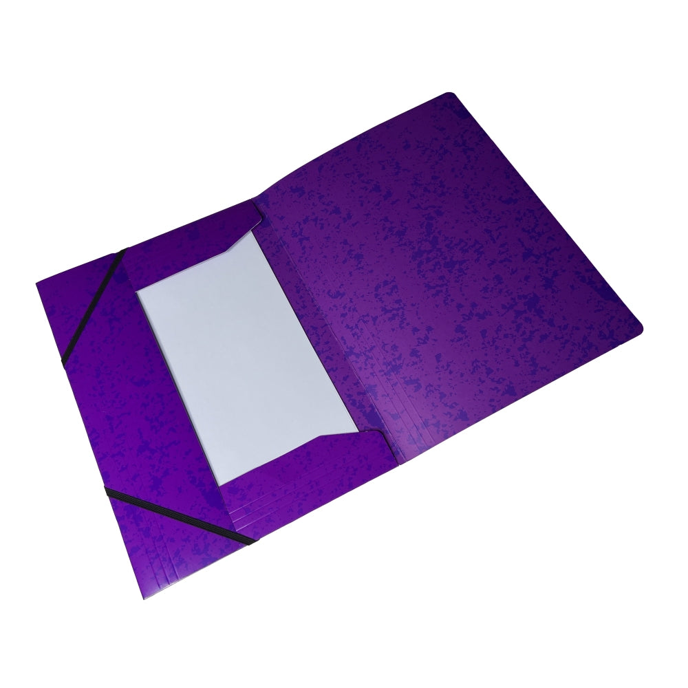 A4 Purple Card 3 Flap Folder With Elastic Closure