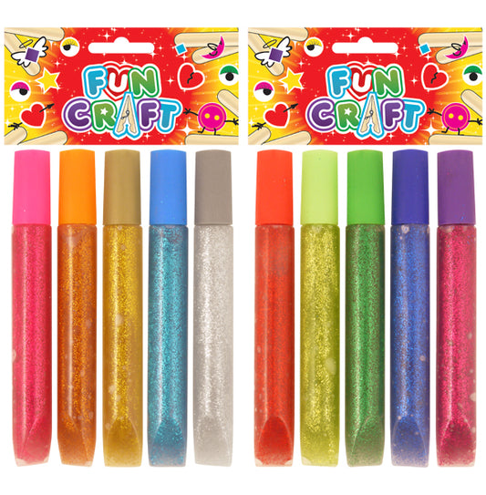 Craft Kit Glitter Glue 5 Colours x 10ml Assorted