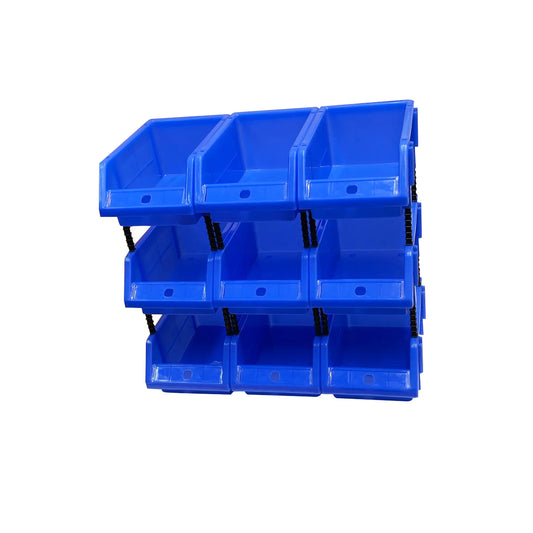 Set of 30 Stackable Blue Storage Pick Bins with Riser Stands 170x118x75mm