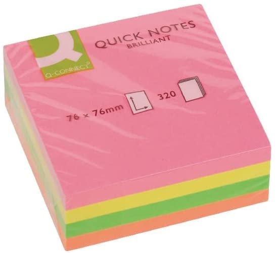 Assorted Neon Colours Q-Connect Quick Note Cube 76 x 76mm