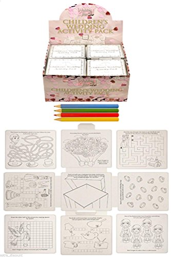 Pack of 36 Wedding Childrens Activity Pack / Crayons Drawing Colouring Book Travel Games