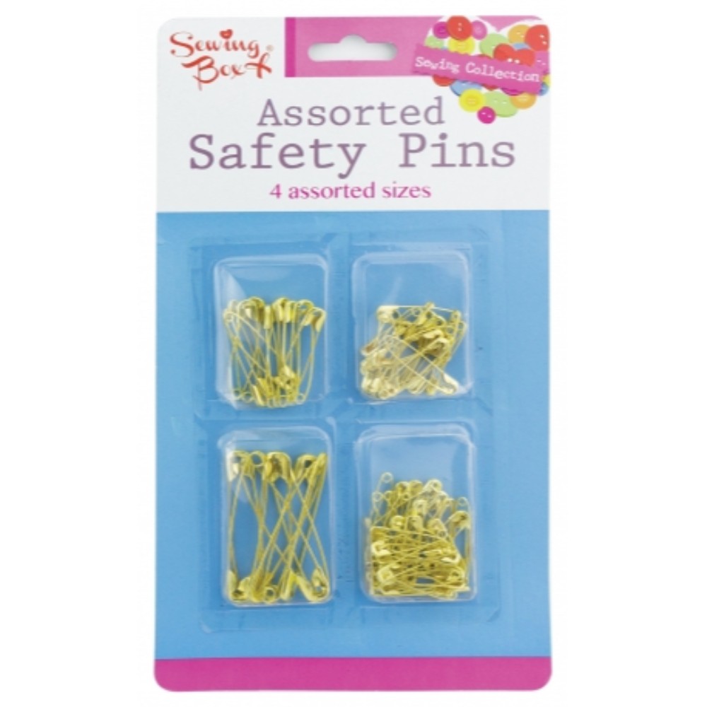 100 Pack Assorted Size Gold Safety Pins