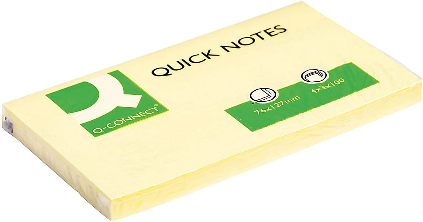 Quick Notes 76 x 127mm Yellow (Pack of 12 x 100 Sheets)