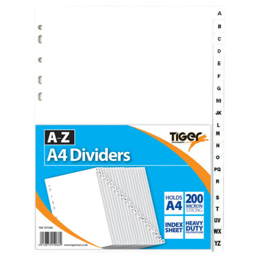 Tiger A4 A-Z Plastic Dividers