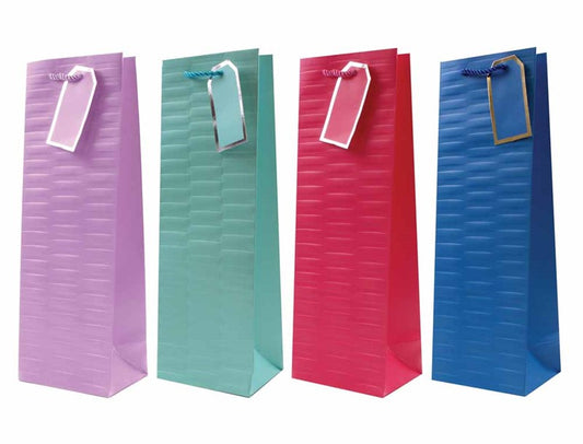 Embossed Bright Coloured Bottle Gift Bag