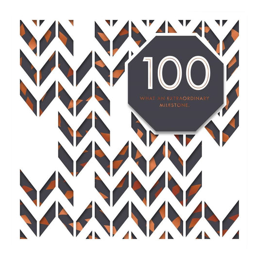 100th Birthday Card Laser-cut 3D Design with Copper Foil Details