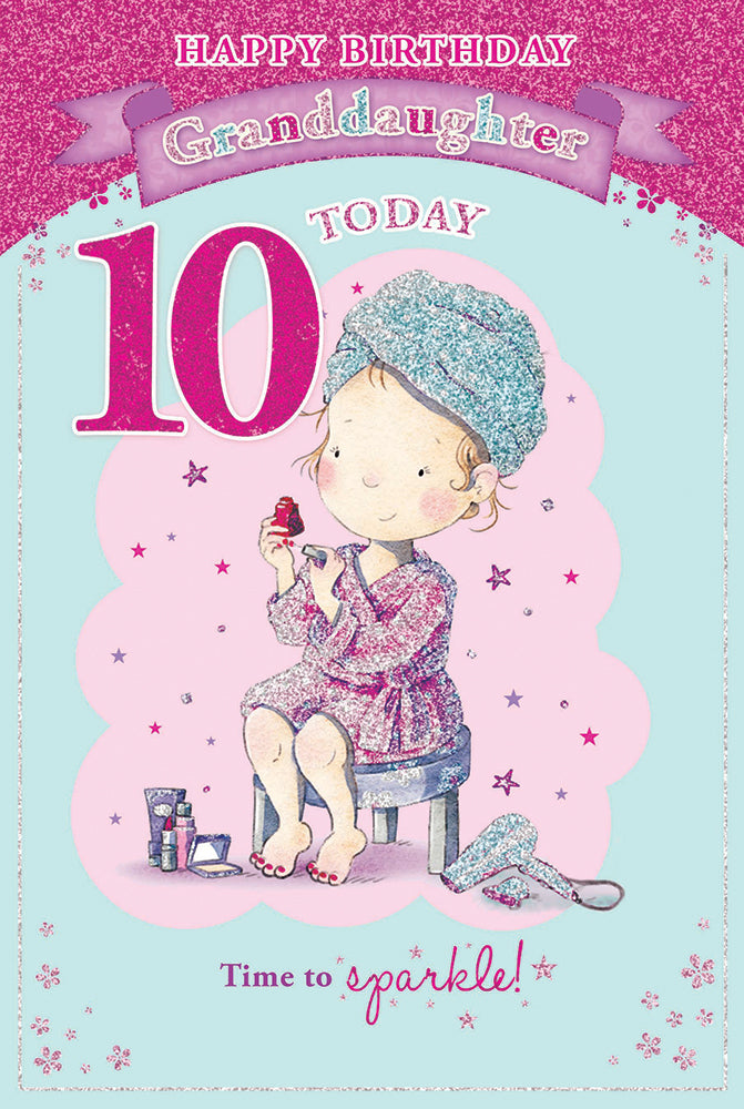 Girl & Red Nail Polish Granddaughter Candy Club Birthday Card