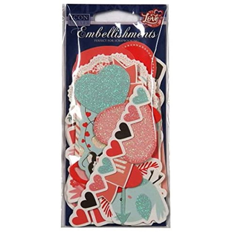 Pack of 24 Decorative Love Embellishments by Icon Craft