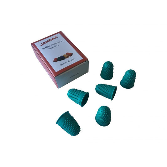 Pack of 12 Green No.0 Rubber Thimblettes - Small Thimble Finger Cones