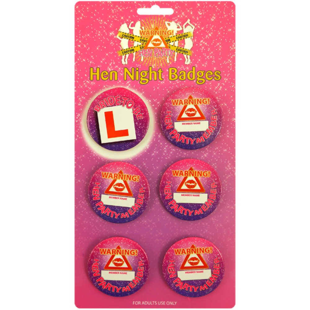 Badge Hen Night 5.7Cm (6 Assorted)