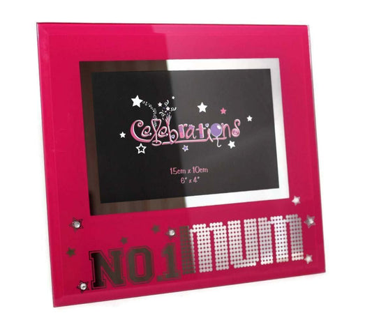 No.1 Mum Pink Glass Photo Picture Frame