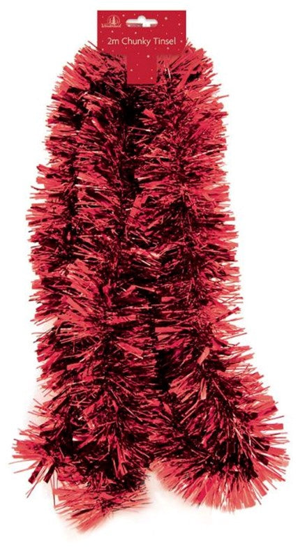 2m Red Christmas Chunky Tinsel