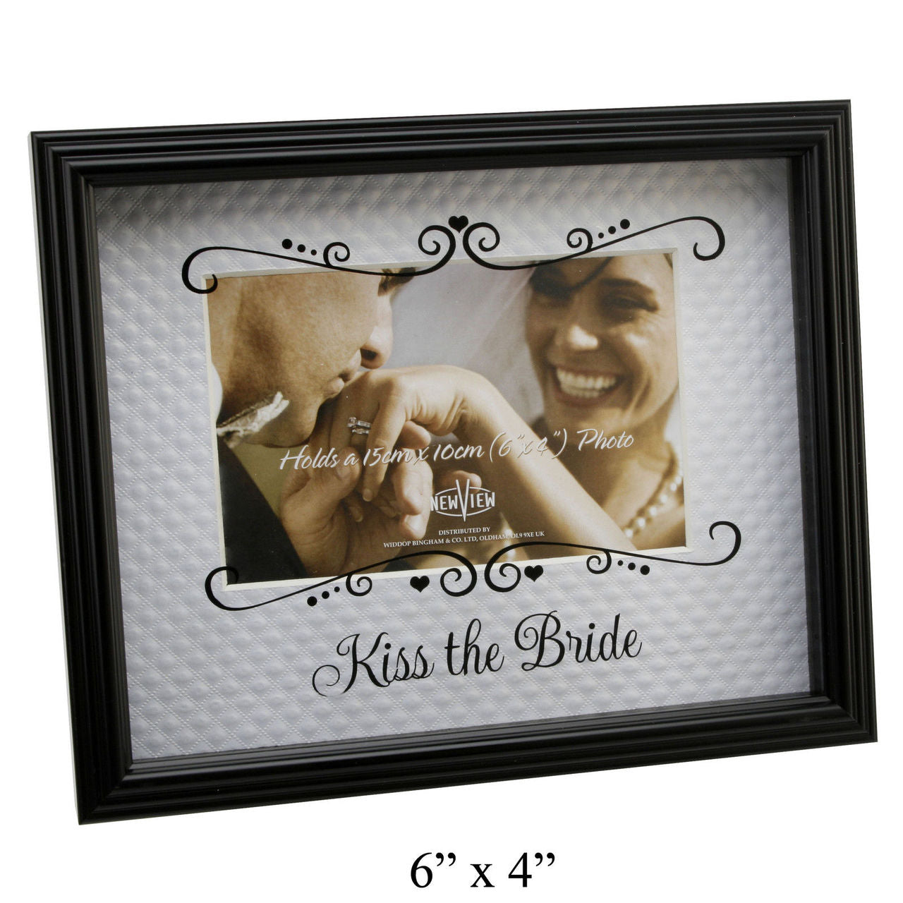 Wedding Bride & Groom Glass Printed Picture Photo Frame "Kiss The Bride" 6"x 4"