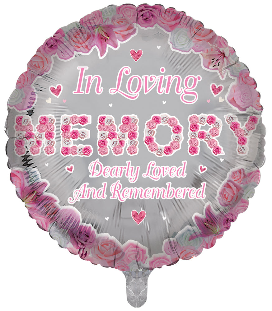 In Loving Memory Pink Round Remembrance Balloon