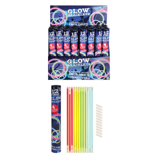 Pack of 12 Glow Bracelet in Tube 4 Assorted Colours