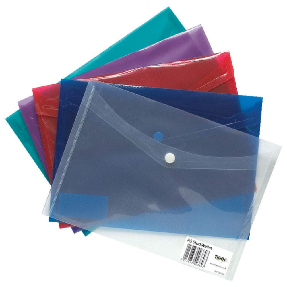 5 x A5 Stud Wallets-Assorted Tints