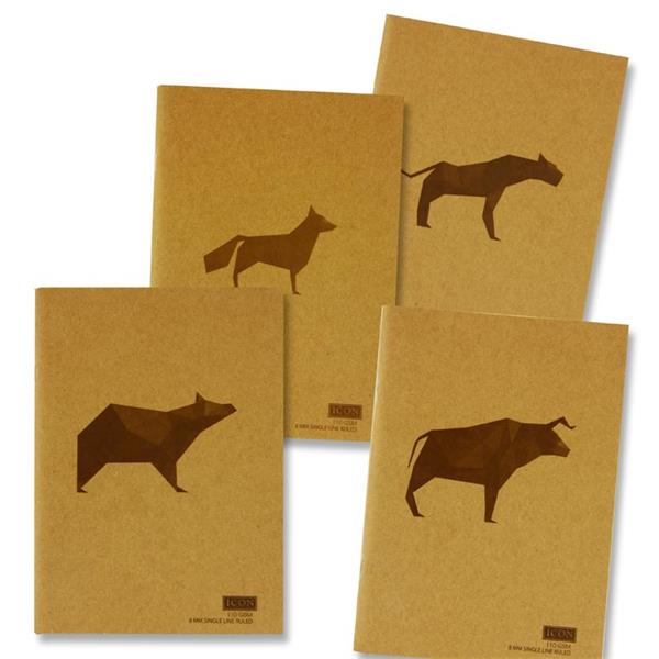 A5 80 Pages 110gsm Animalia Design Kraft Notebook by Icon Art