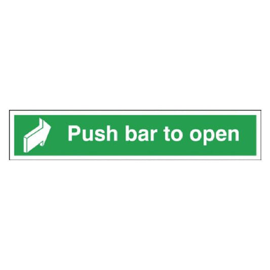 Safety Sign Push Bar to Open 75x600mm Self-Adhesive E14C/S