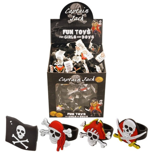 Box of 156 Skull and Crossbones Pirate Rings 2x3 cm 2x3cm