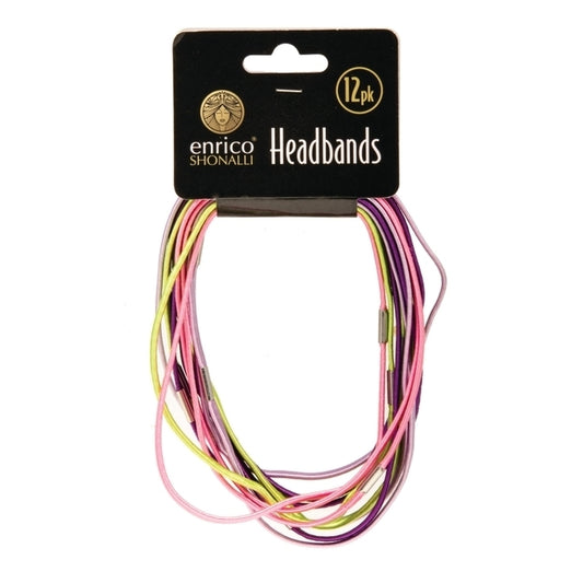 Pack of 12 Multicoloured Enrico Shonalli Shiny Headbands