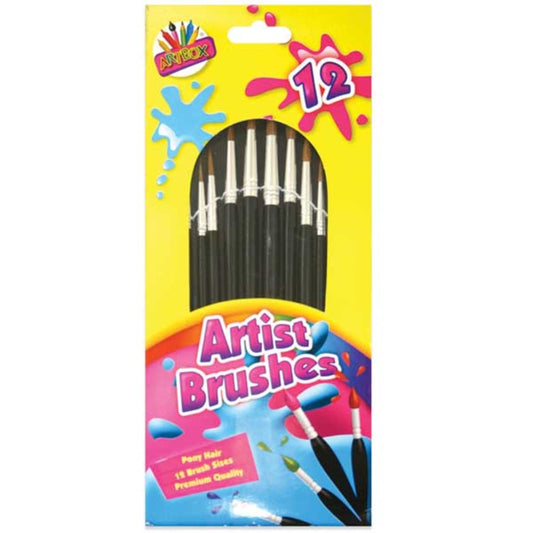 12 Pony Hair Artist Brushes