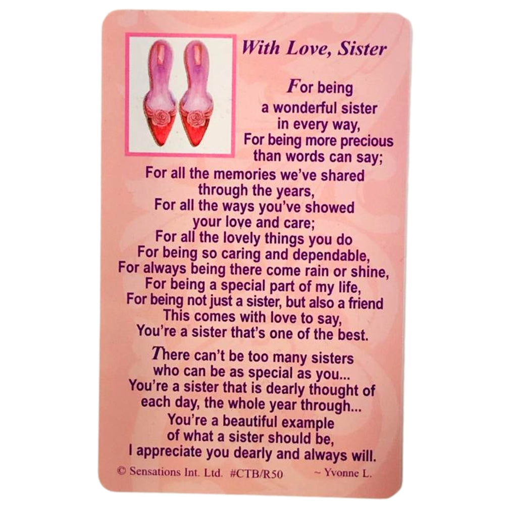 With Love, Sister..Wallet Card (Sentimental Keepsake Wallet / Purse Card)