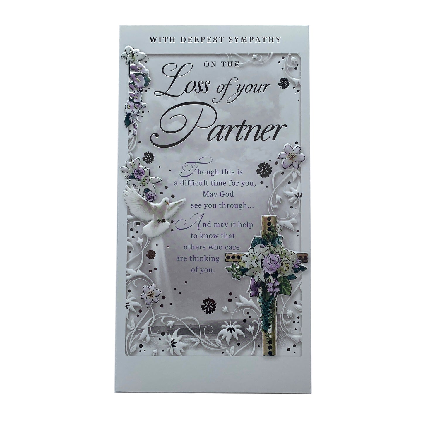 Loss of Partner Religious Cross Design Sympathy Opacity Card