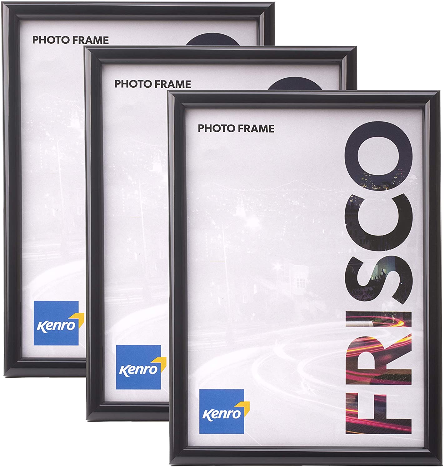 3 x A4 Kenro Frisco Frame Black Border Glass Front