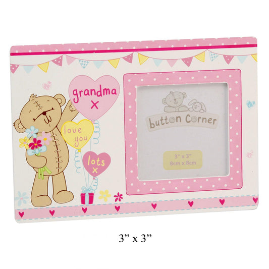 Button Corner MDF Photo Frame 3x3 - Grandma Quality Birthday Gift