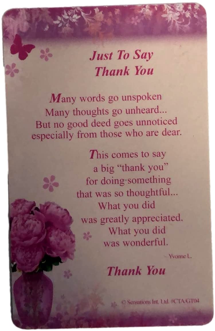 Sentimental Keepsake Wallet / Purse Card - Just to Say Thank You