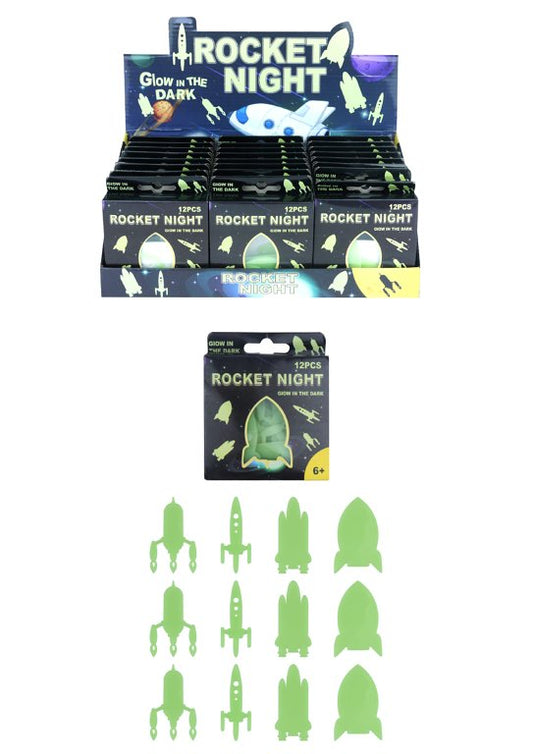 24 Packs of 12 Glow in the Dark Rocket Shape Pieces