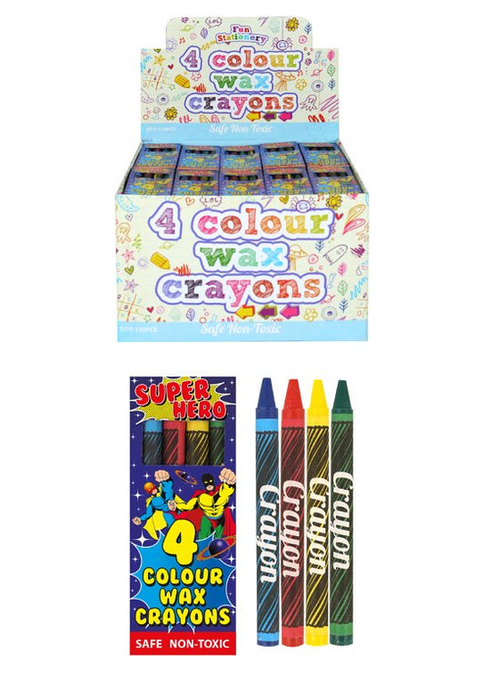 Pack of 4 8cm Superhero Wax Crayons